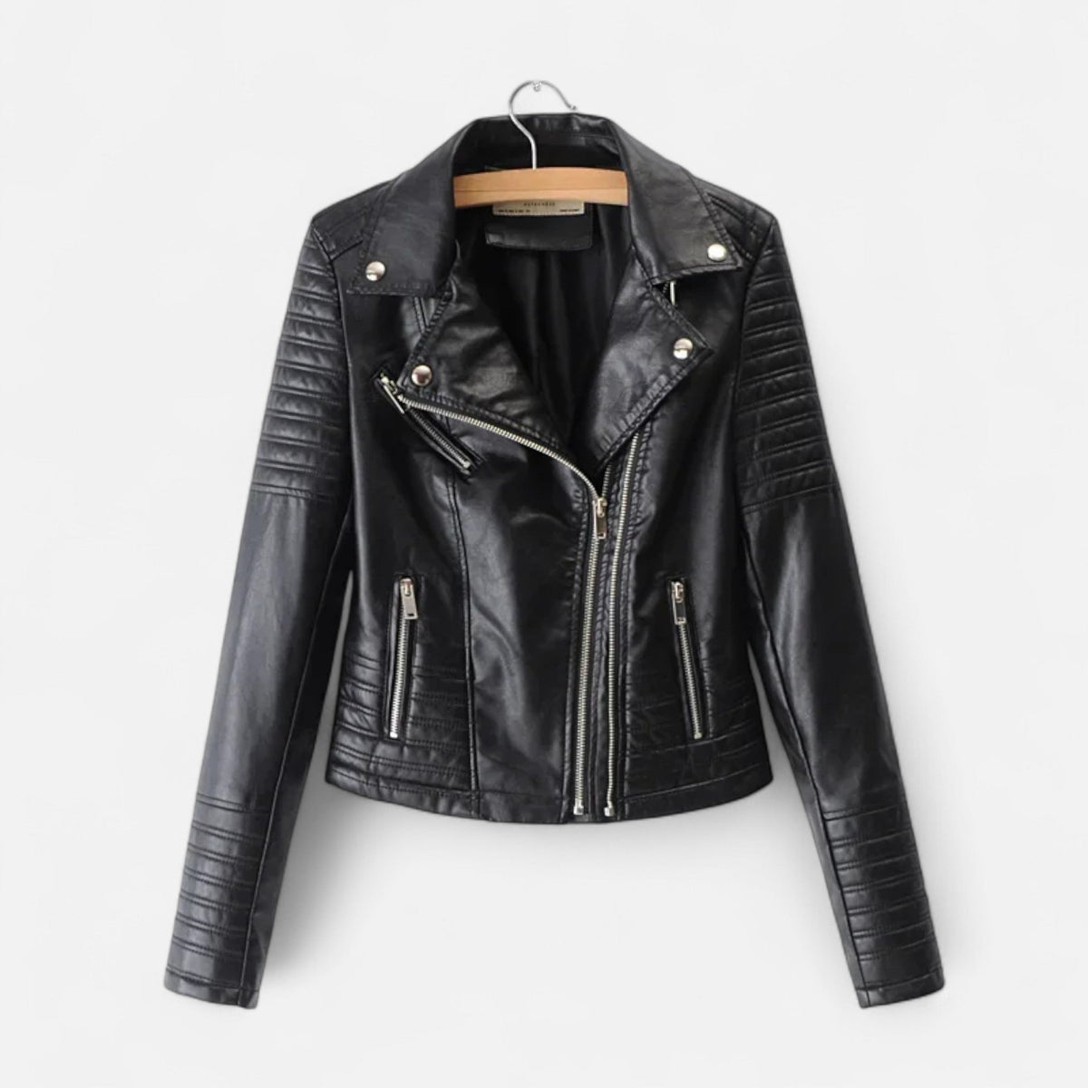 Chaqueta biker para mujer con cremalleras en negro