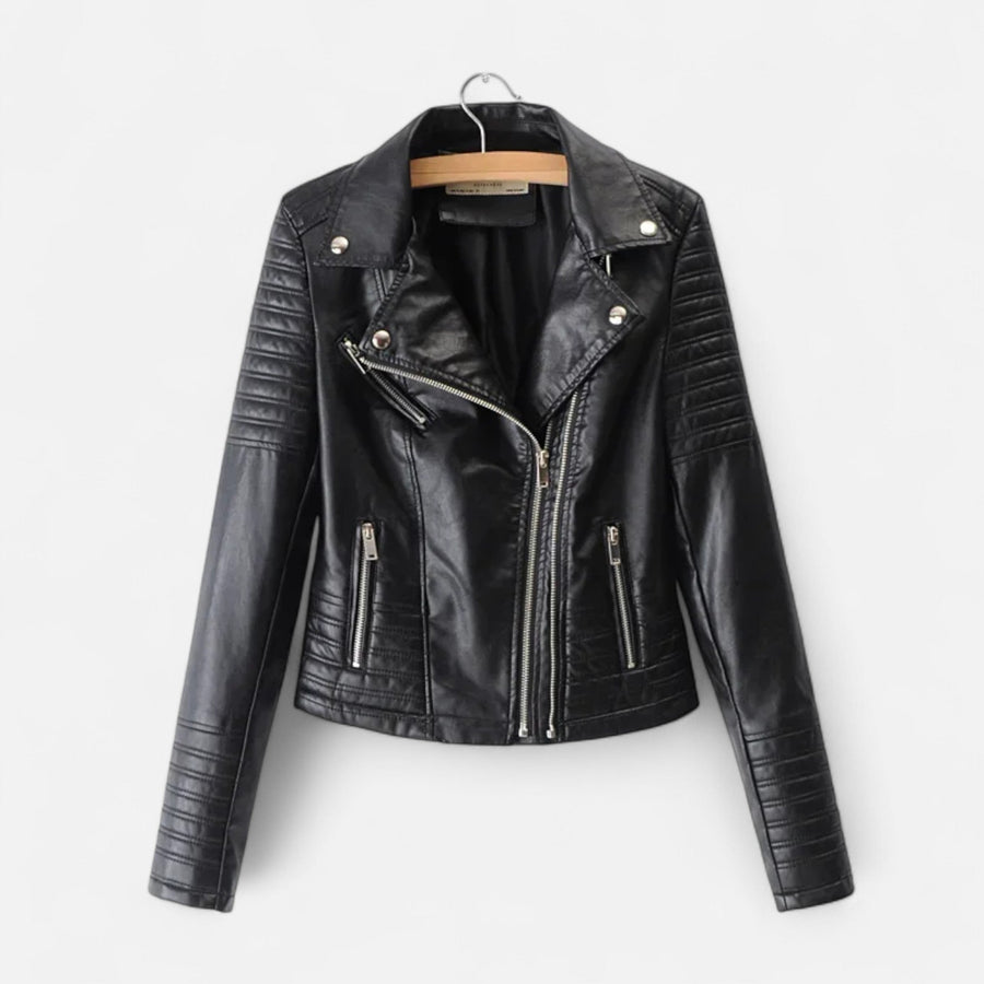 Chaqueta biker para mujer con cremalleras para el entretiempo