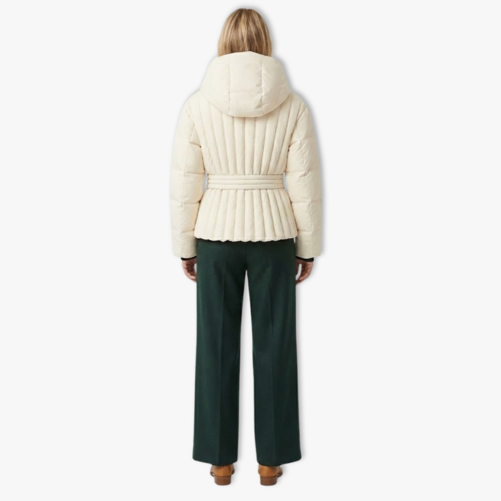 Chaqueta de esquí para mujer con bajo peplum y cuello alto