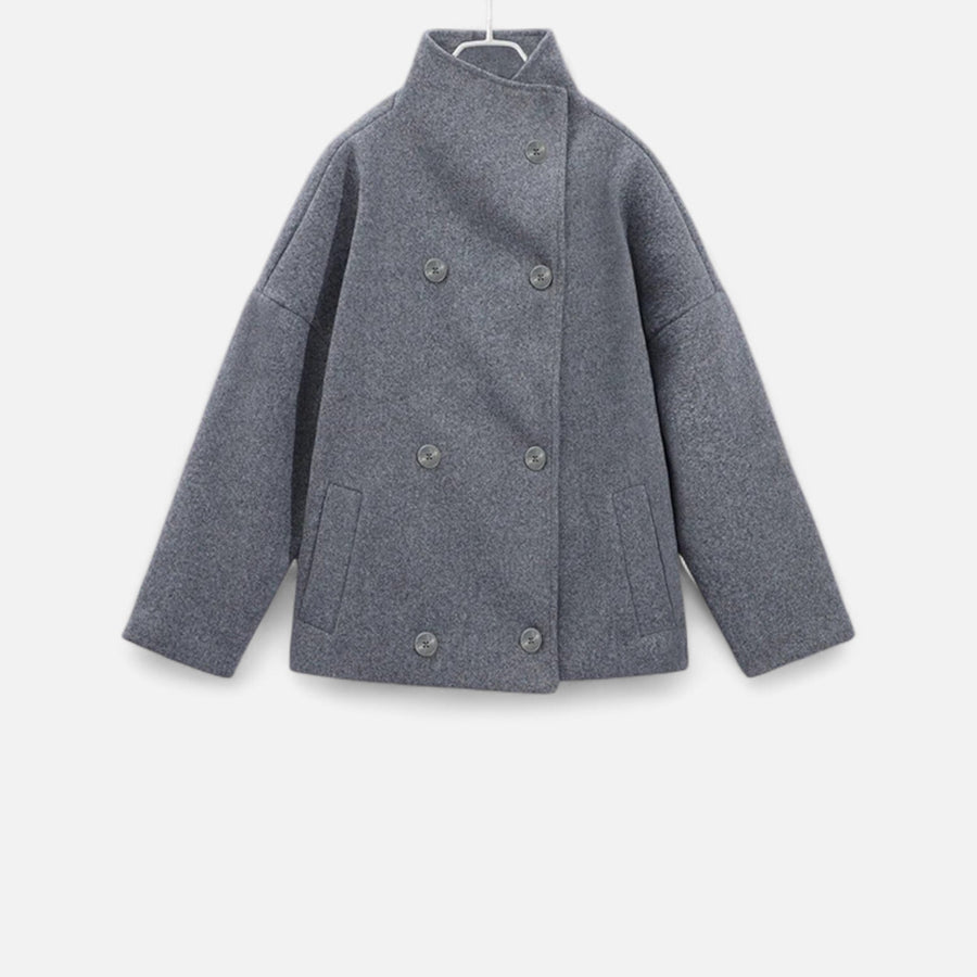 Abrigo corto para mujer con cuello alto para el otoño y el invierno