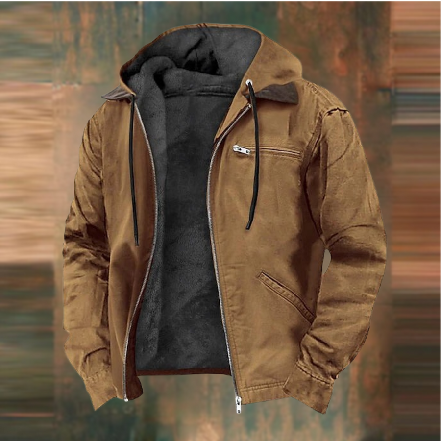 Chaqueta con capucha para hombre con forro de borreguito para el otoño y el invierno