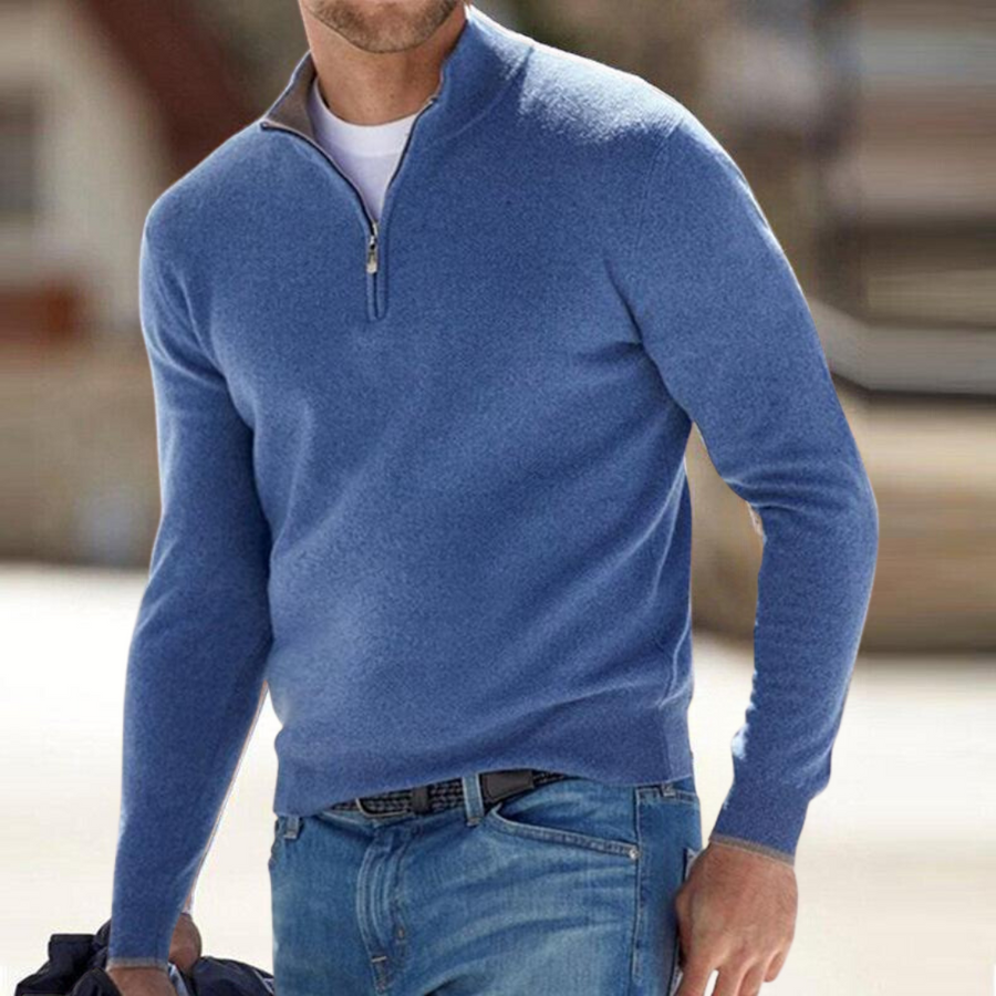 Jersey con media cremallera para hombre de punto suave para el invierno