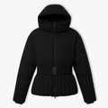 Chaqueta de esquí para mujer con bajo peplum y cuello alto en negro