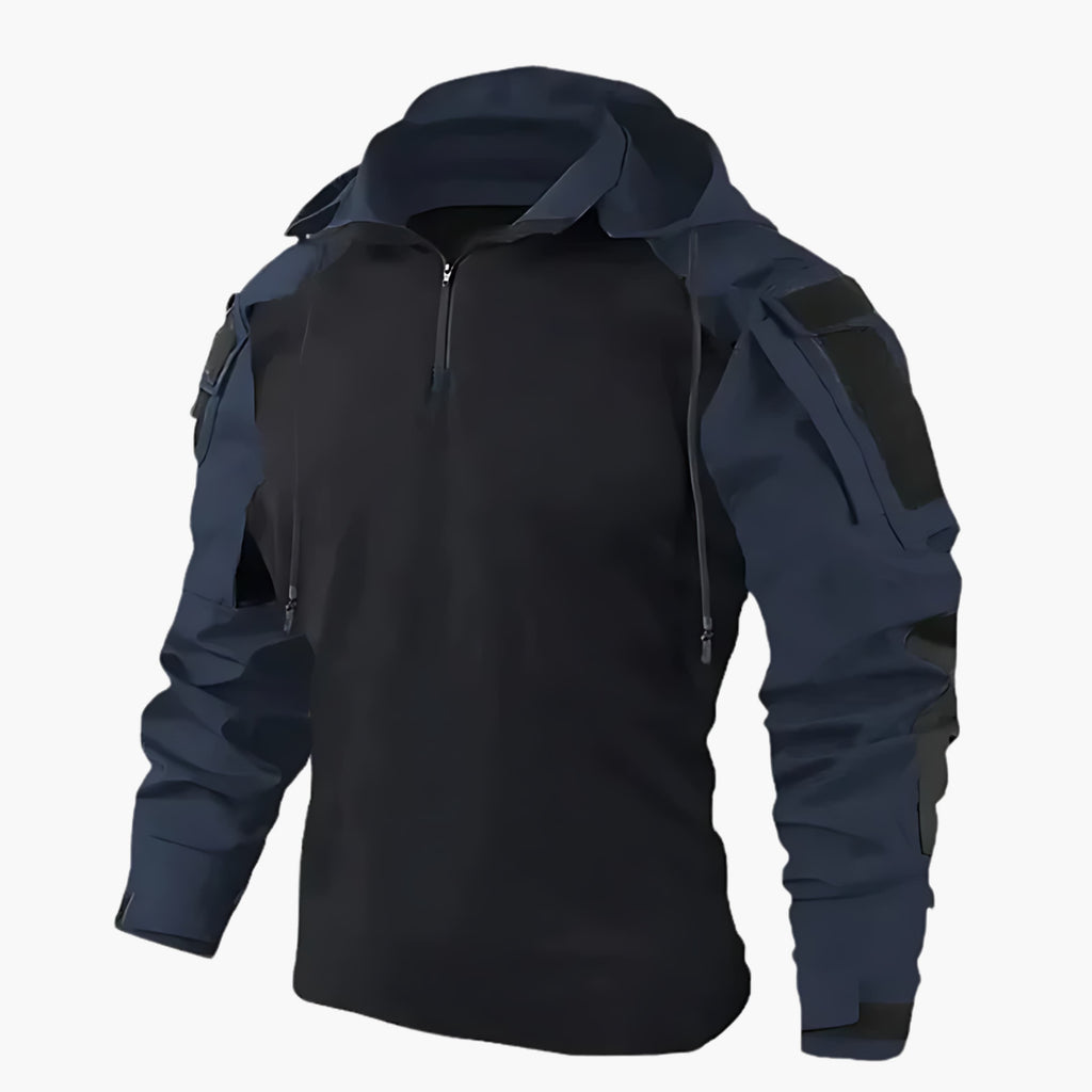 Chaqueta táctica para hombre con capucha en azul marino