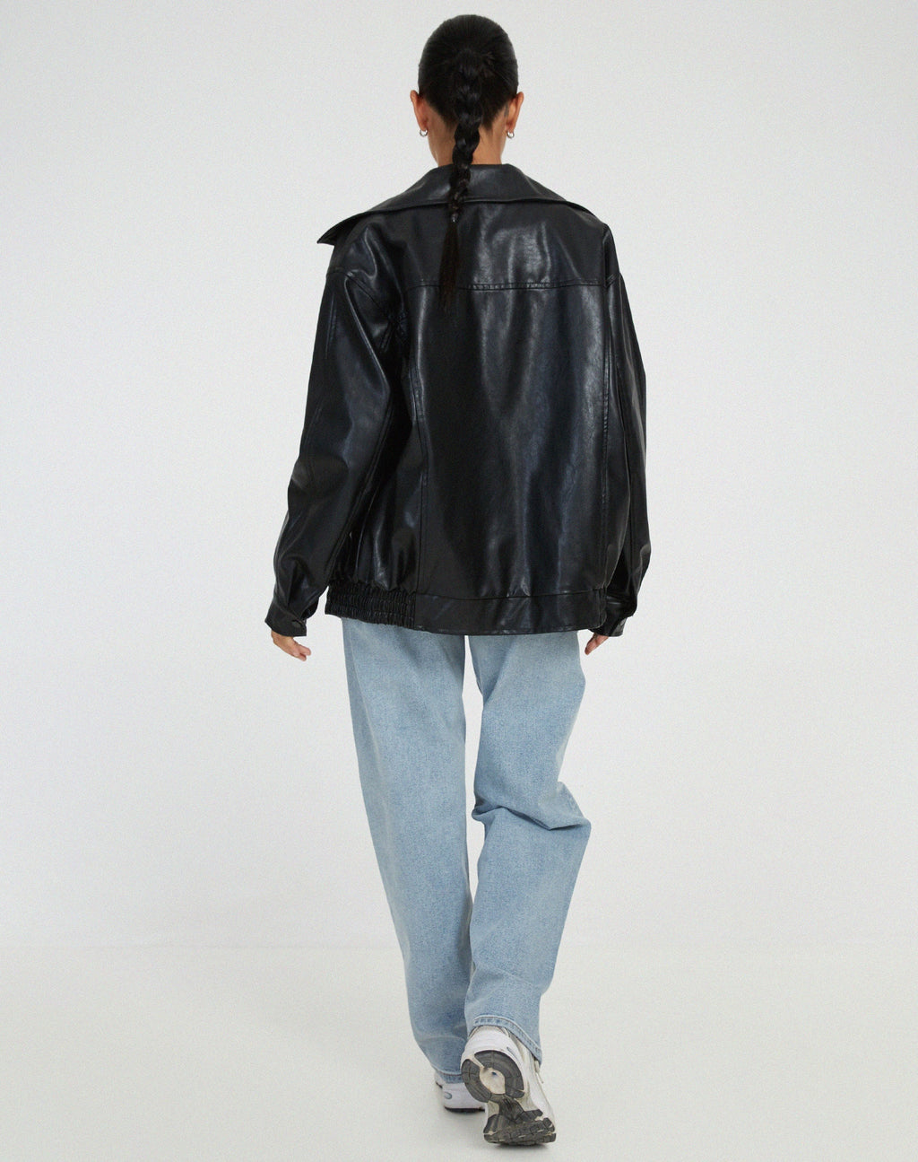 Chaqueta oversize para mujer de efecto cuero