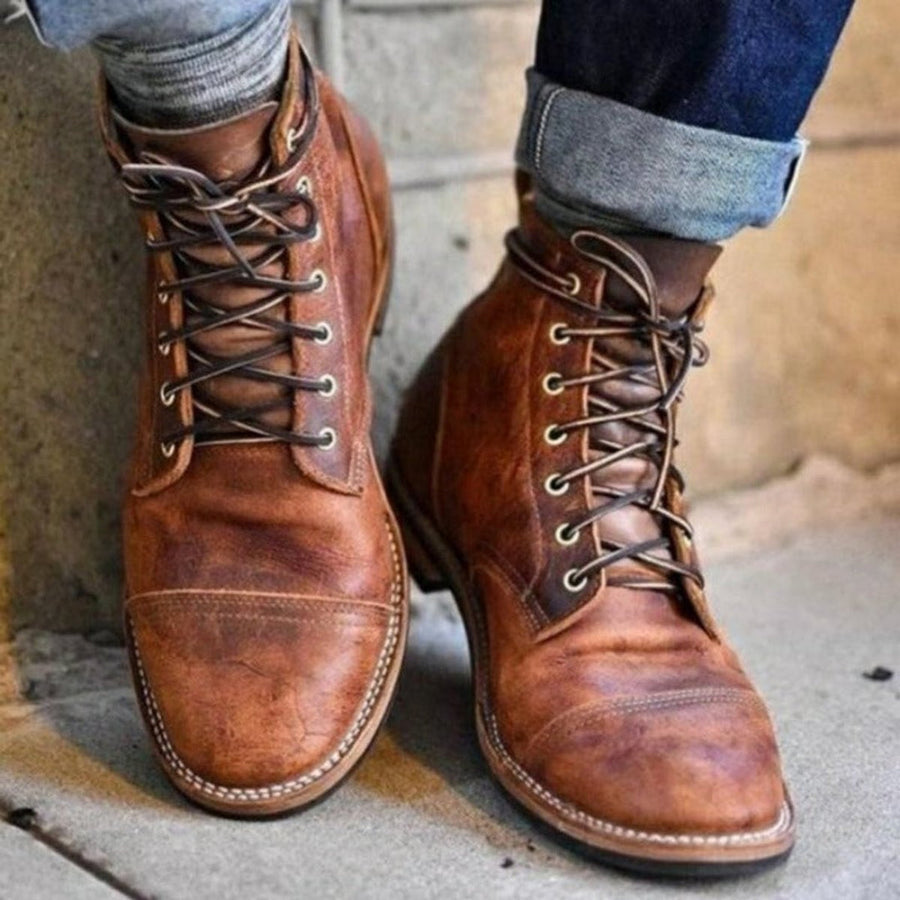 Botas con cordones para hombre con puntera y suela de goma para el día a día
