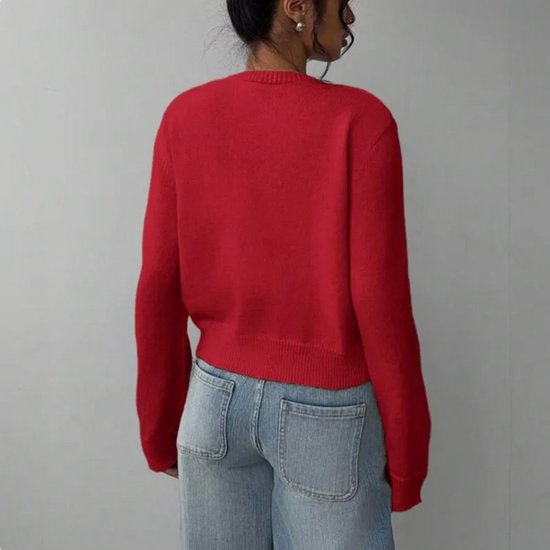 Cárdigan corto con cuello redondo para mujer – vista de detalle 10