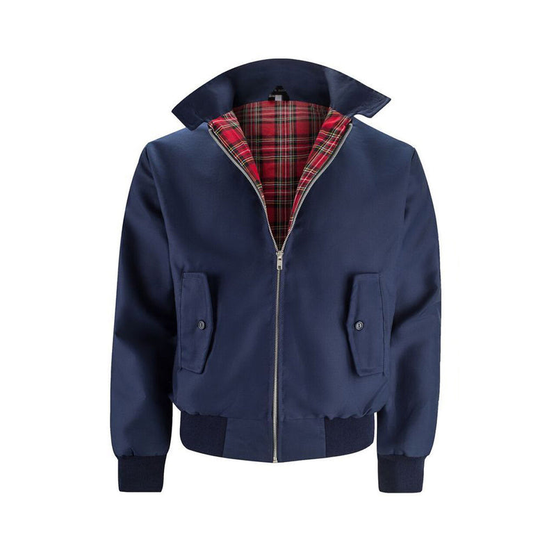 Chaqueta Harrington para hombre con forro de cuadros y cremallera para el entretiempo