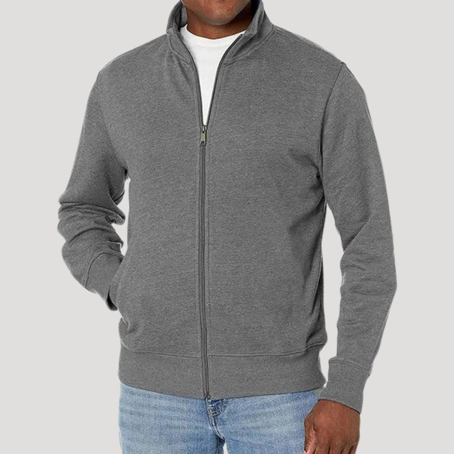 Chaqueta con cremallera para hombre con cuello alto y bolsillos para la primavera