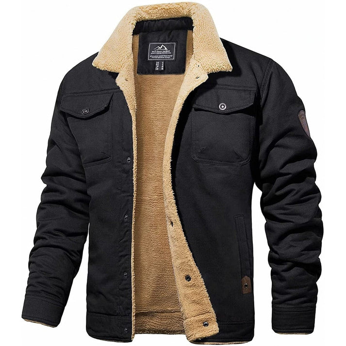Chaqueta para hombre con cuello de efecto borreguito y bolsillos para el invierno