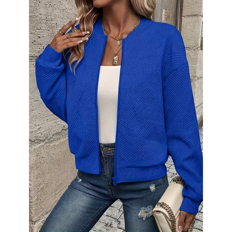Chaqueta ligera con cremallera para mujer en azul – vista frontal
