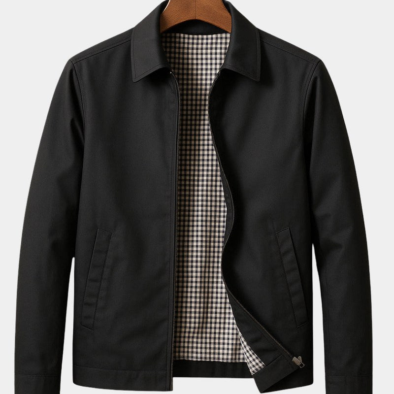 Chaqueta ligera para hombre con forro de cuadros y cremallera para el entretiempo