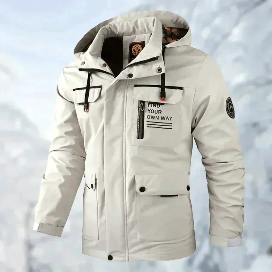 Chaqueta para hombre con capucha, bolsillos y forro de cuadros para el invierno