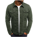 Chaqueta para hombre con cuello de camisa y bolsillos en el pecho en verde oliva