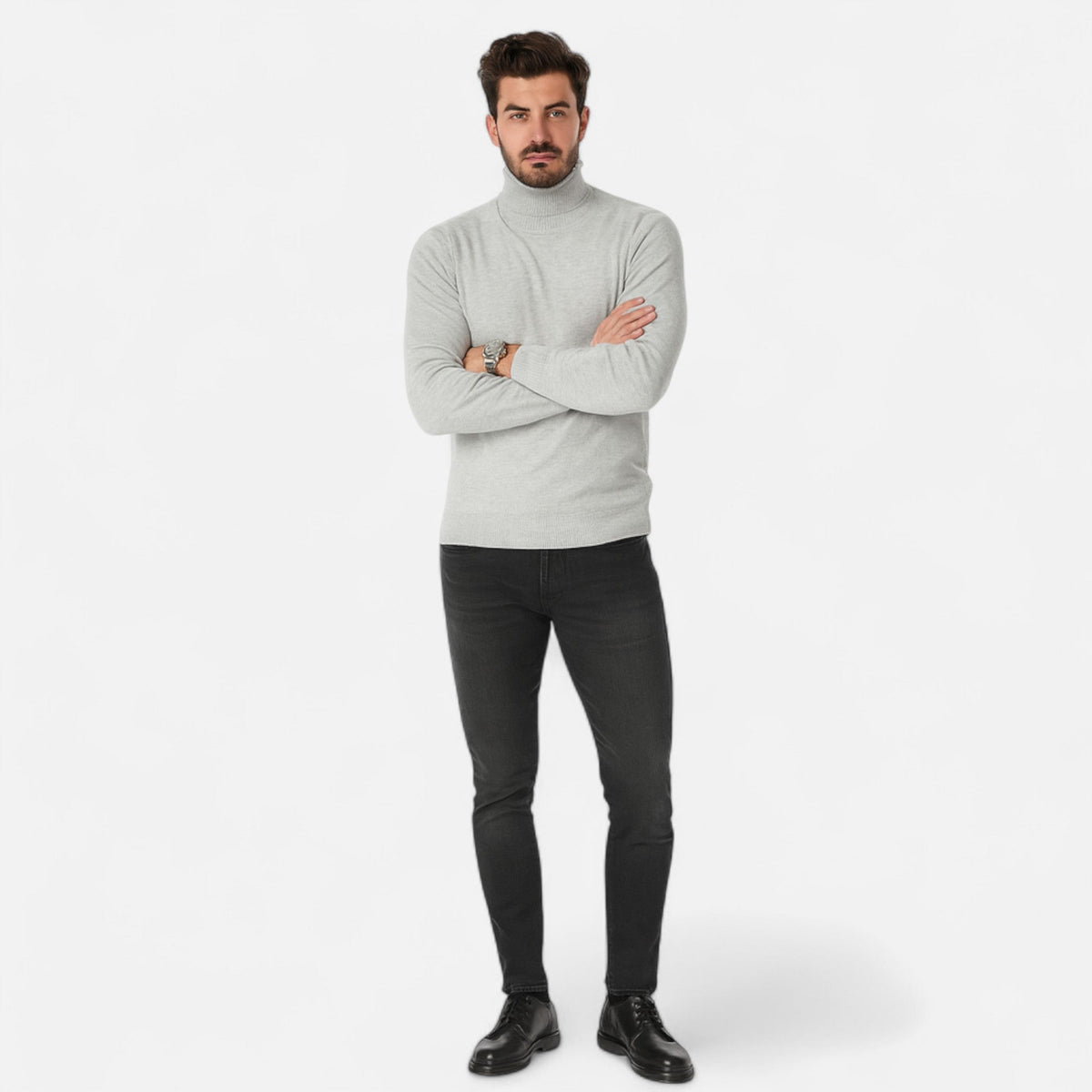 Jersey de cuello vuelto para hombre en punto liso