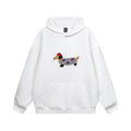 Sudadera con capucha para mujer con bordado de perro en blanco