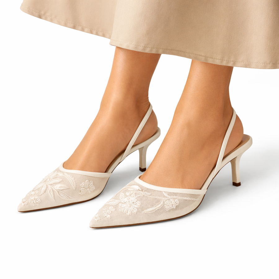 Zapatos de tacón para mujer con bordado floral para ocasiones especiales