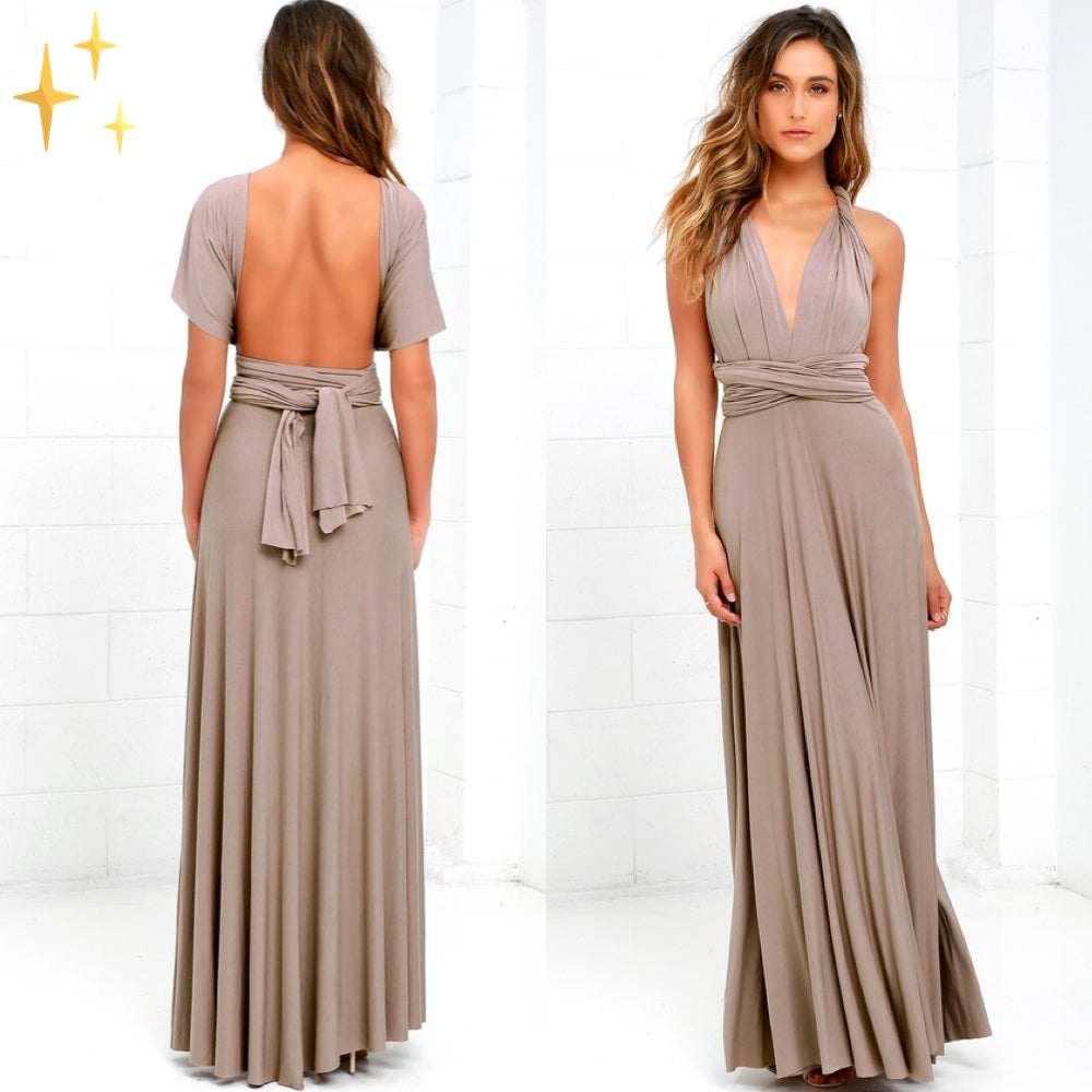Vestido largo para mujer de estilo multiposición en topo