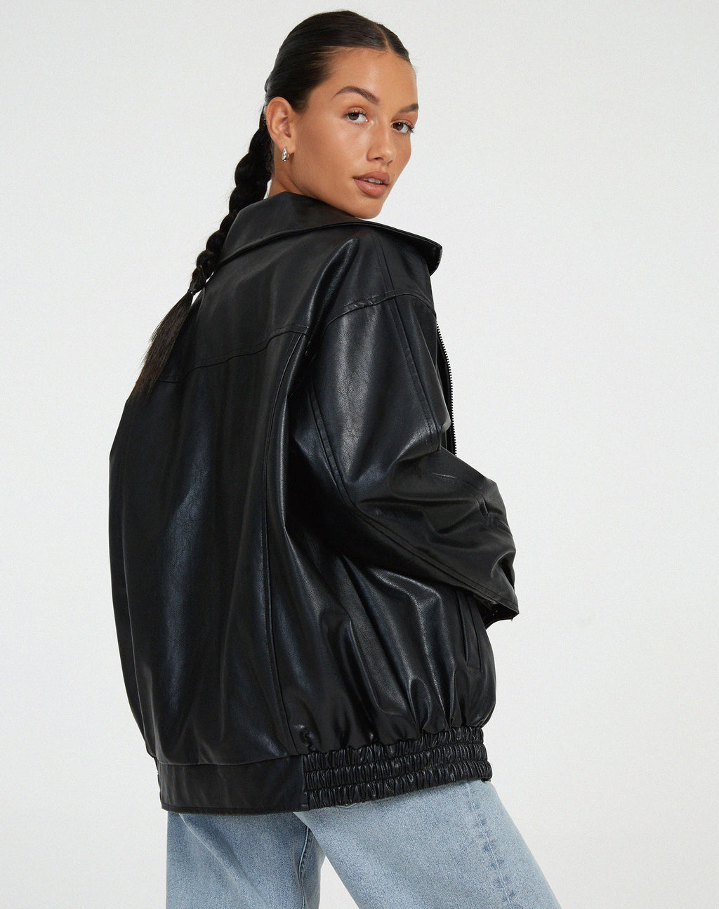 Chaqueta oversize para mujer de efecto cuero
