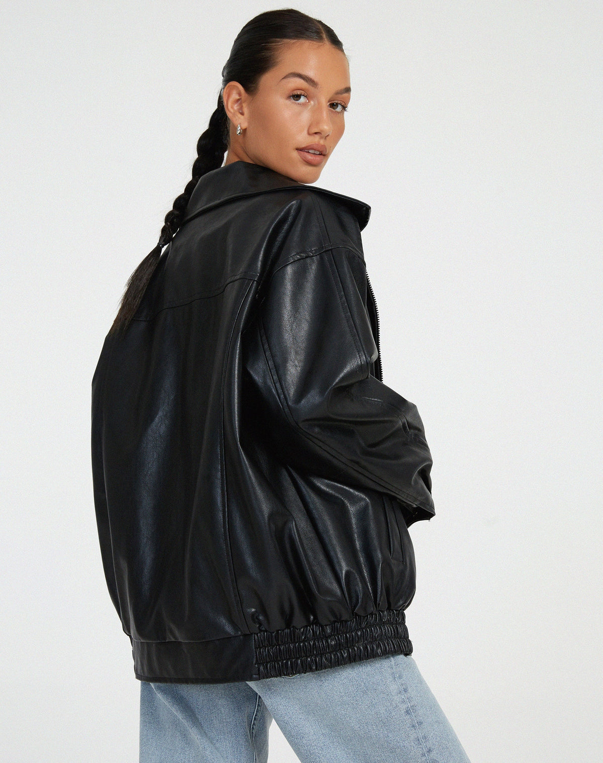 Chaqueta oversize para mujer de efecto cuero