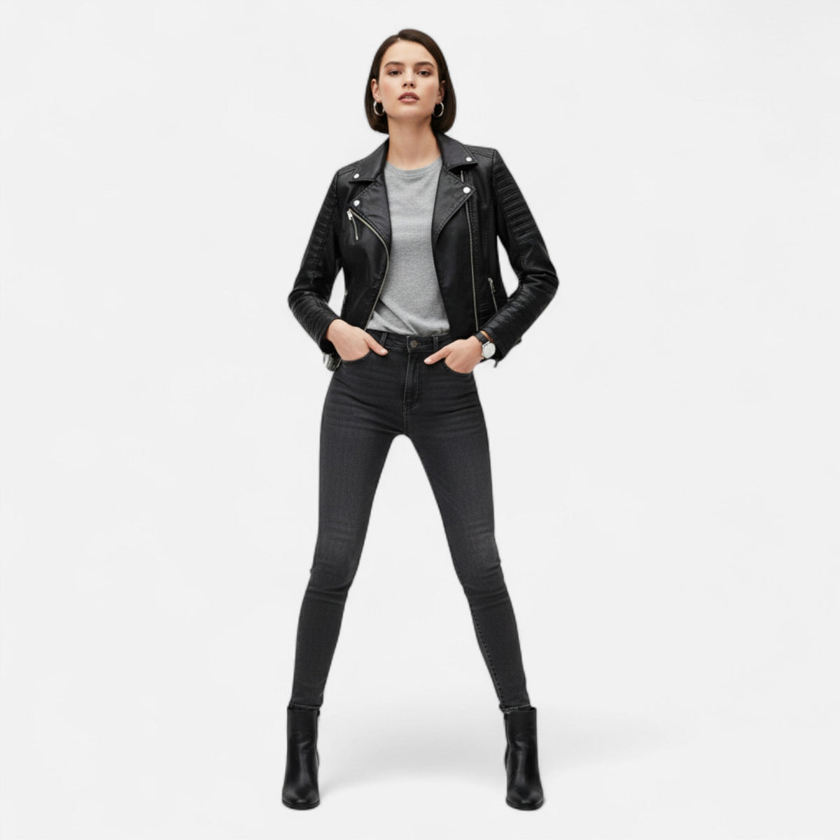 Chaqueta biker para mujer con cremalleras