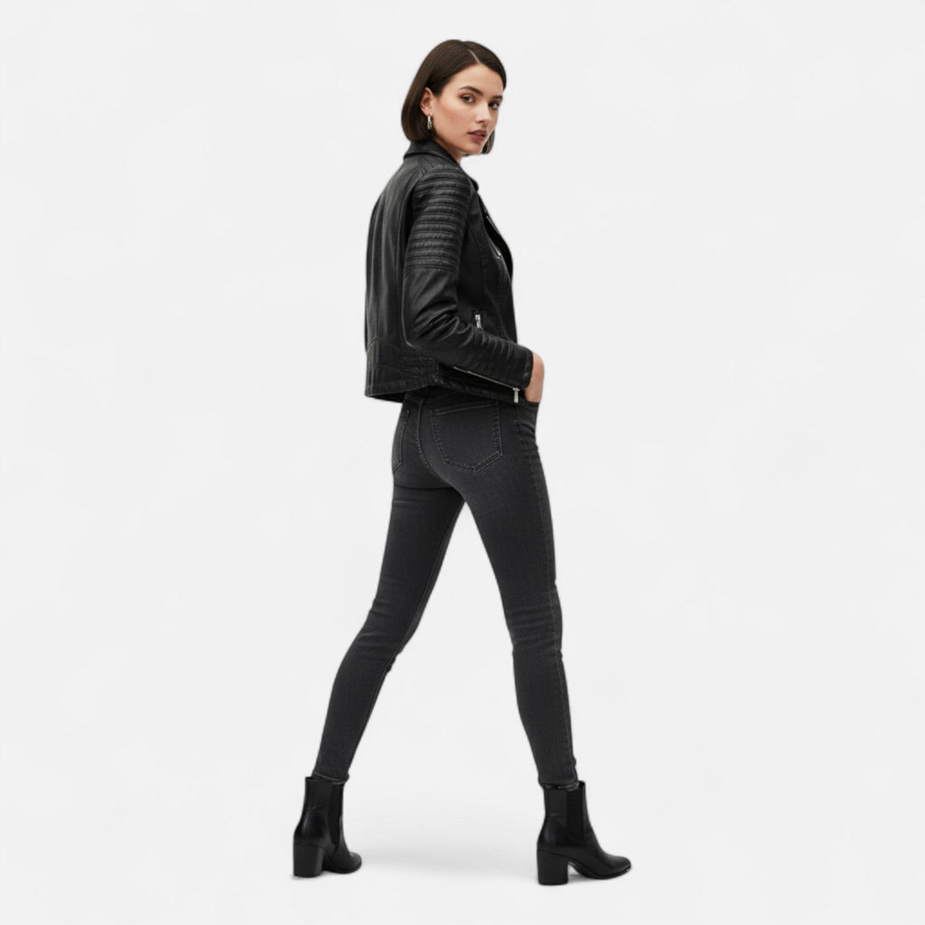 Chaqueta biker para mujer con cremalleras