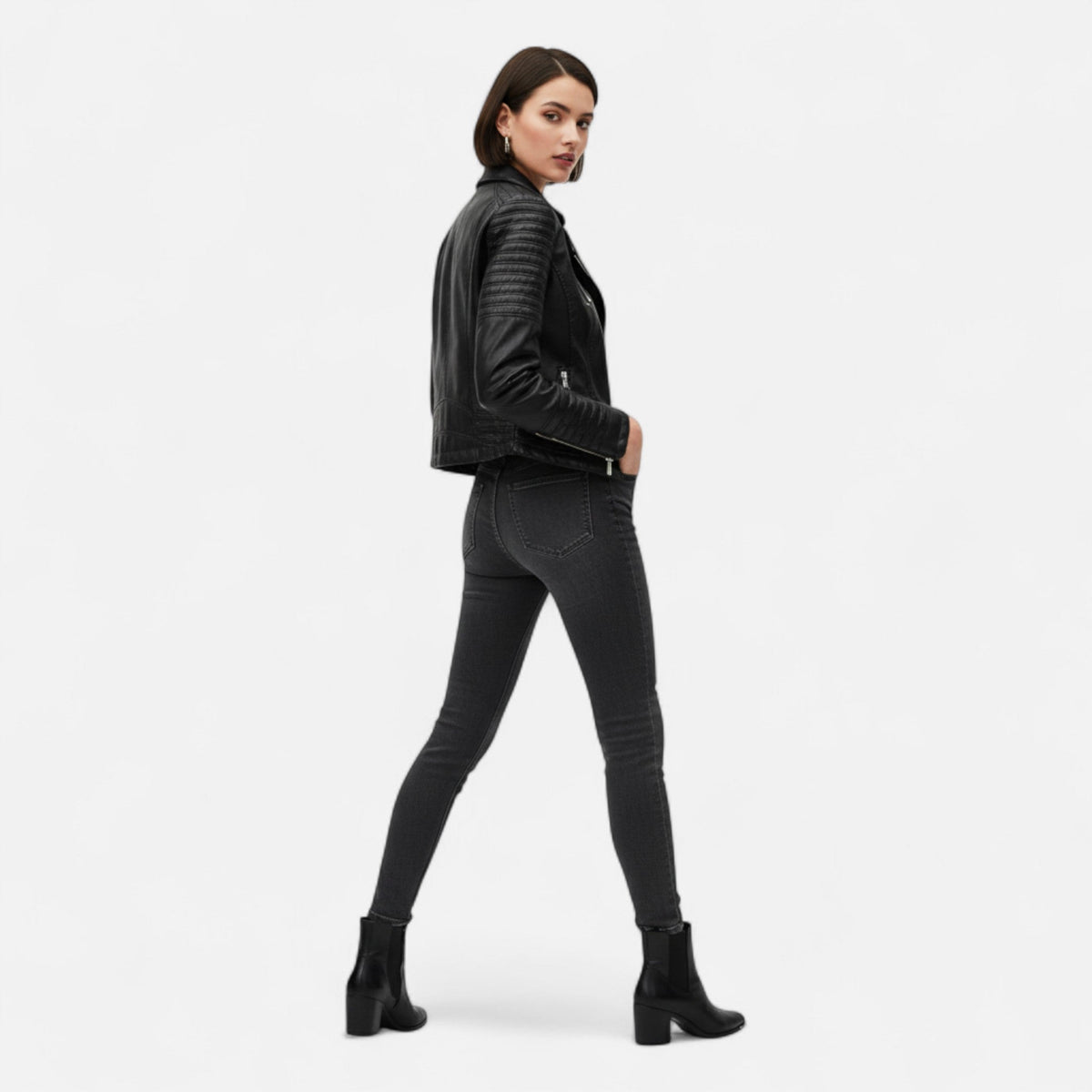 Chaqueta biker para mujer con cremalleras