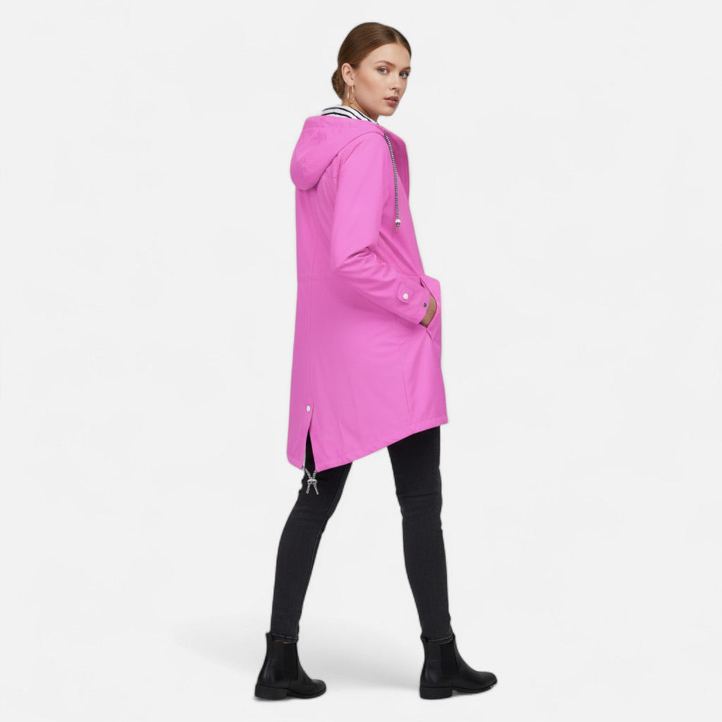 Chaqueta con capucha para mujer con cintura ajustable