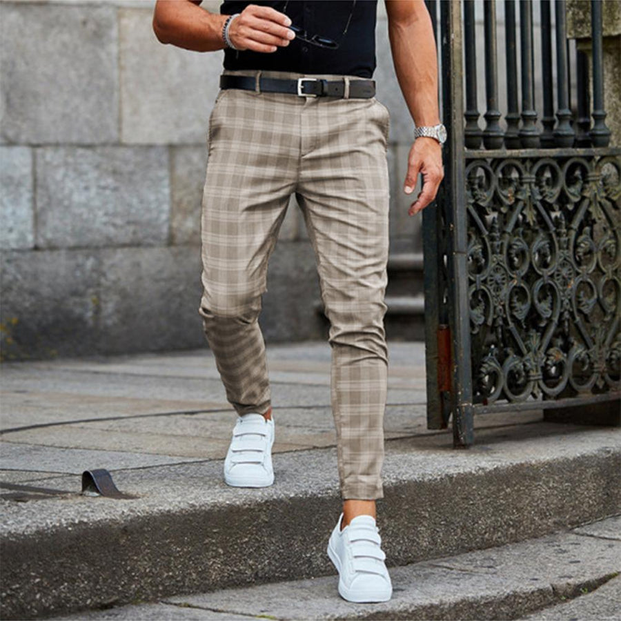Pantalón chino de cuadros para hombre de corte slim para el día a día