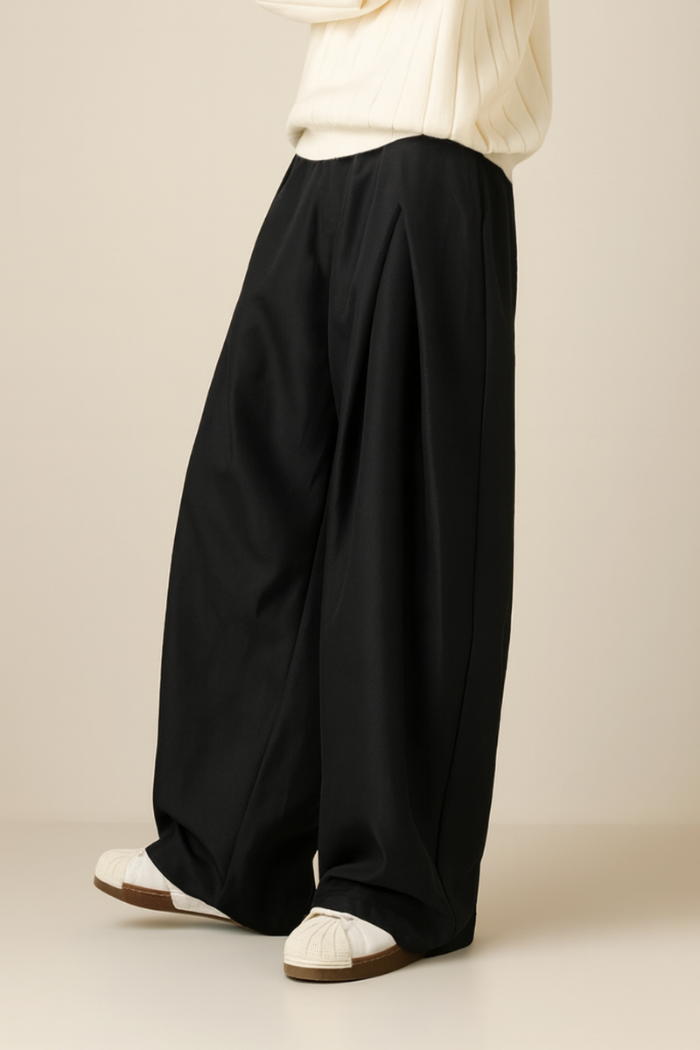 Pantalón de pinzas para hombre de pierna ancha elegante