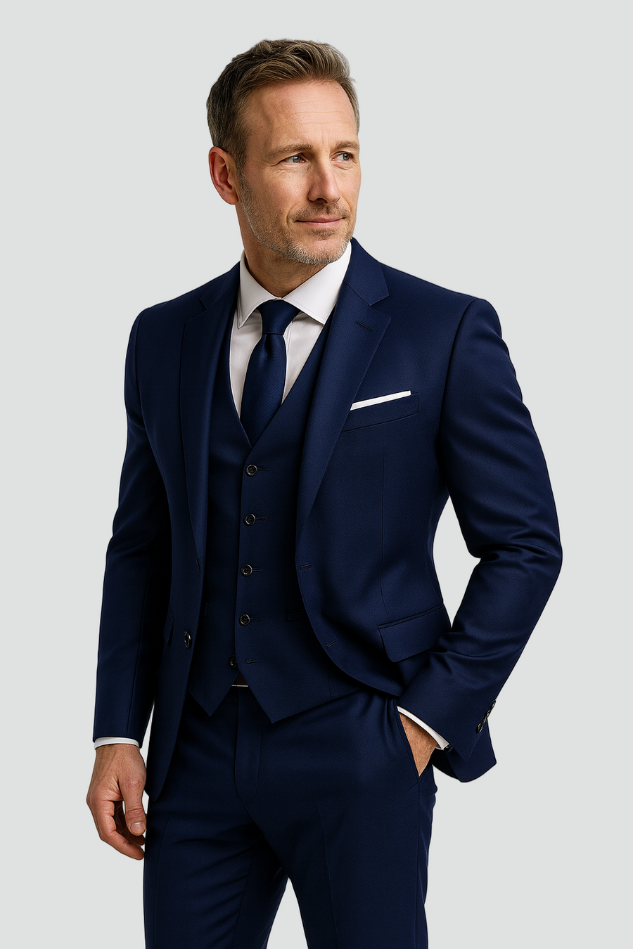 Traje de tres piezas para hombre con chaleco para ocasiones especiales