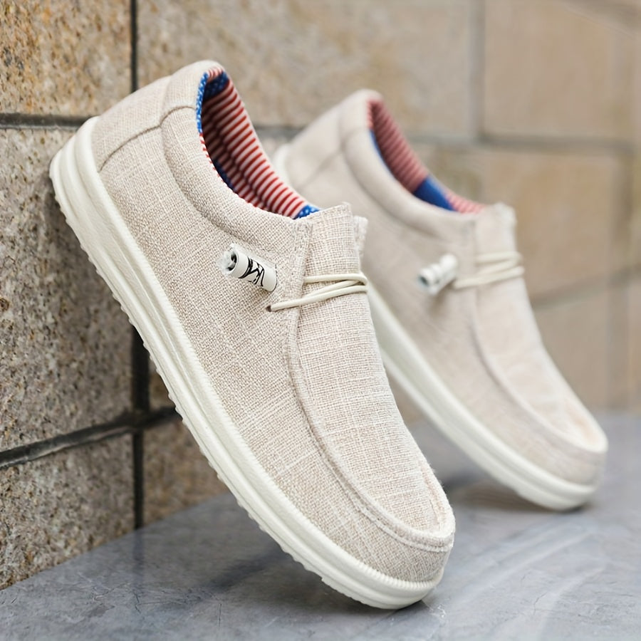 Mocasines para hombre con cordón ajustable en beige