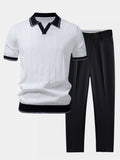 Conjunto para hombre de polo de punto y pantalón en blanco