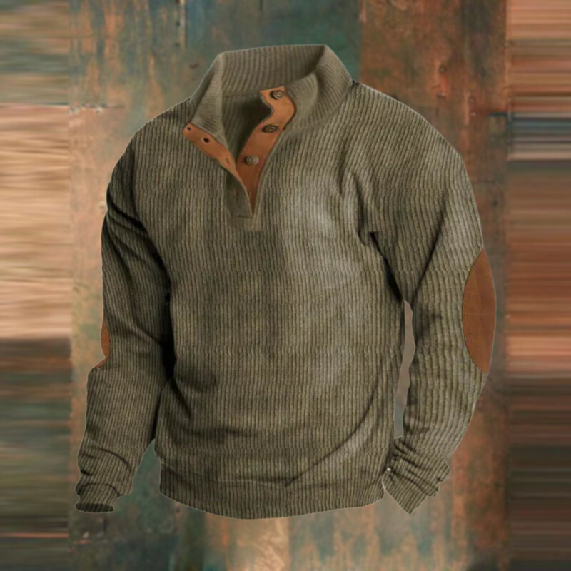 Jersey de punto para hombre con cuello abotonado y detalles en contraste para el otoño