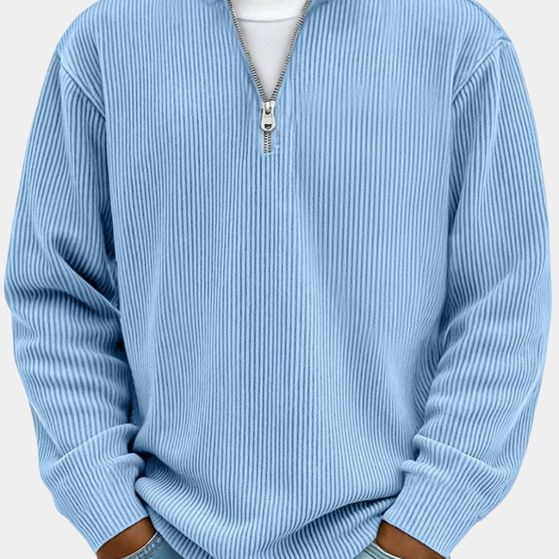 Jersey de punto acanalado para hombre con media cremallera para el otoño