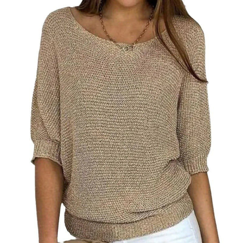 Jersey de punto fino para mujer con mangas murciélago para el entretiempo