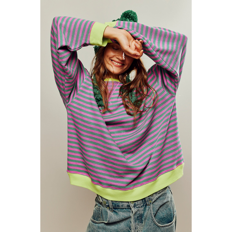 Jersey de rayas para mujer con cuello redondo para la primavera