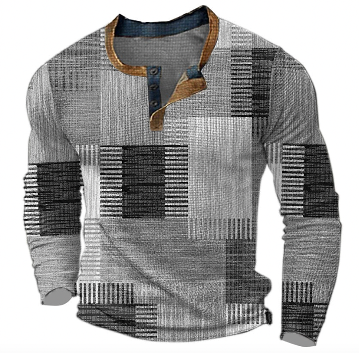 Jersey patchwork con botones para hombre en gris – vista frontal
