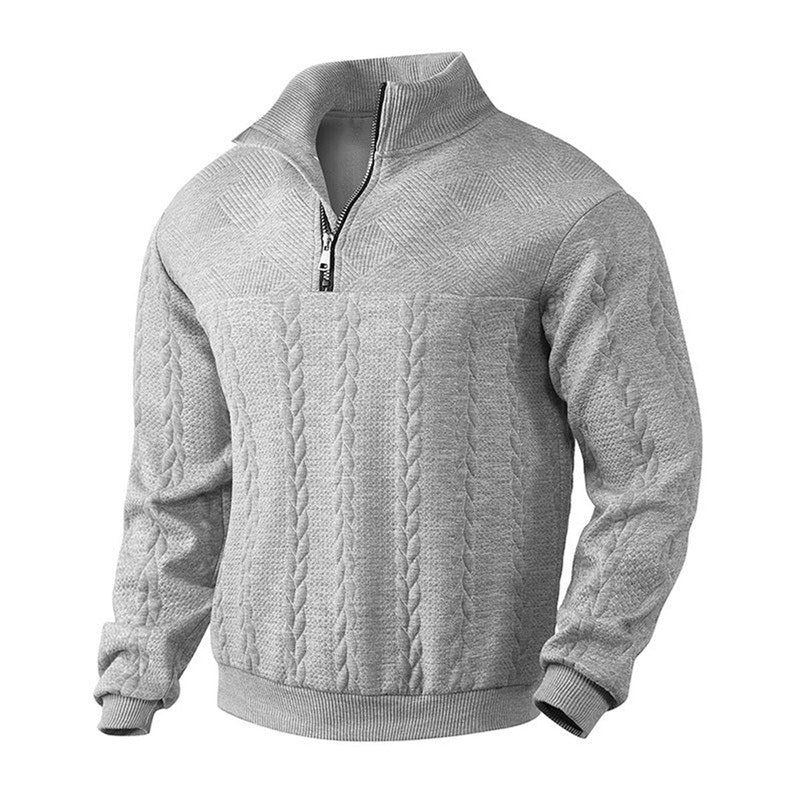 Jersey de punto trenzado para hombre con media cremallera para el invierno