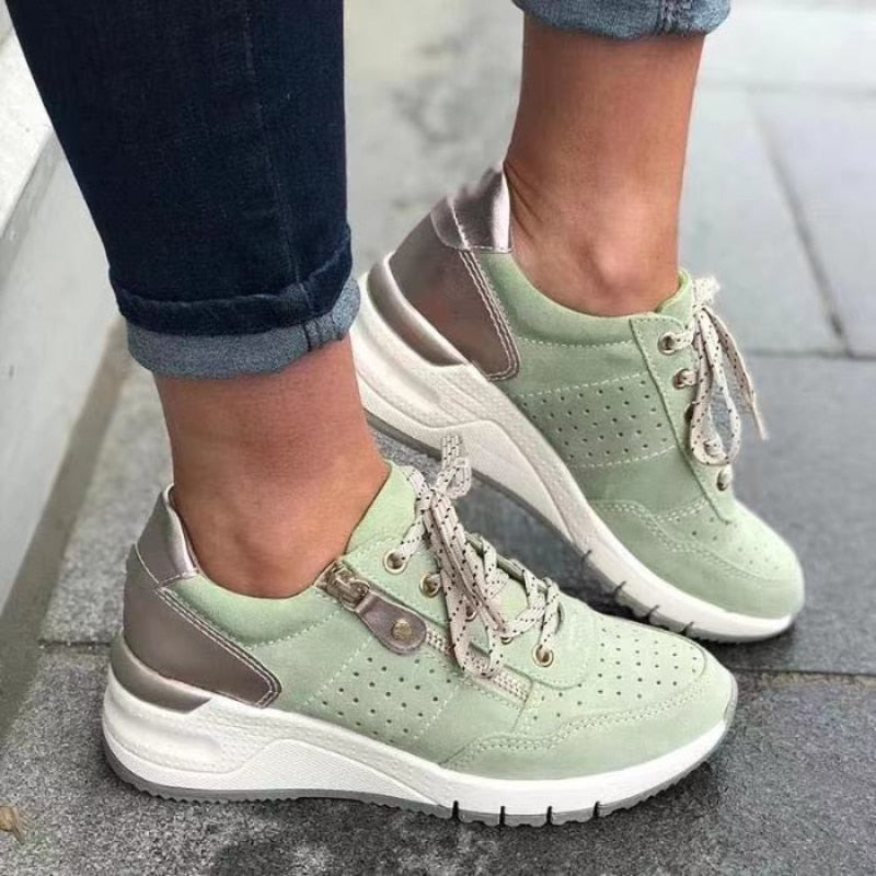Zapatillas de paseo para mujer con cremallera lateral y suela de cuña para el día a día