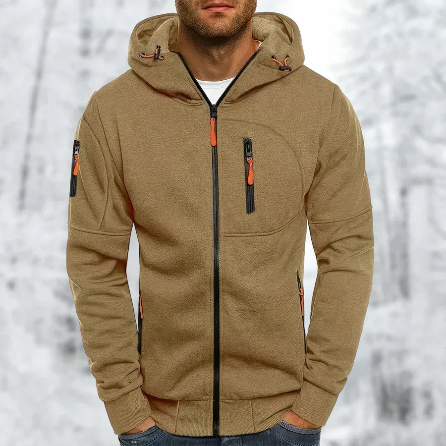 Sudadera con capucha para hombre con cremallera y textura jacquard para el día a día