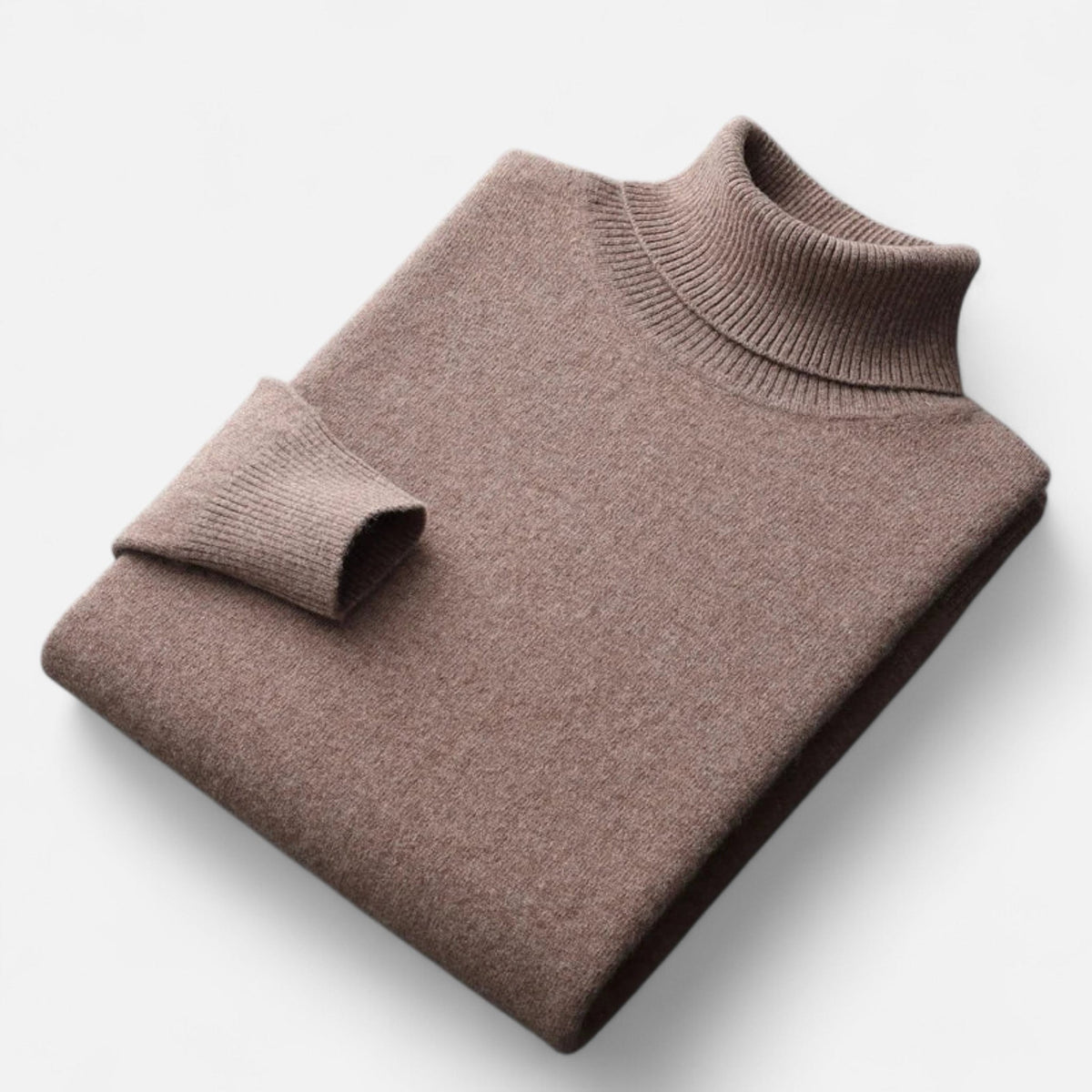 Jersey de cuello vuelto para hombre en punto liso en marrón
