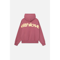 Sudadera con capucha oversize con estampado de letras para hombre en rosa – vista trasera