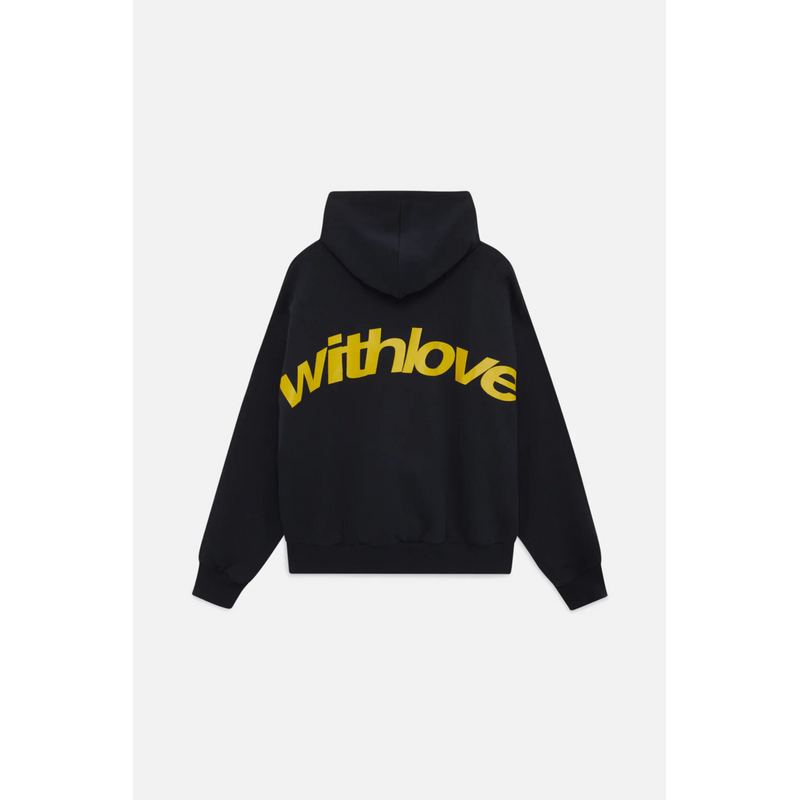 Sudadera con capucha oversize con estampado de letras para hombre en negro – vista trasera