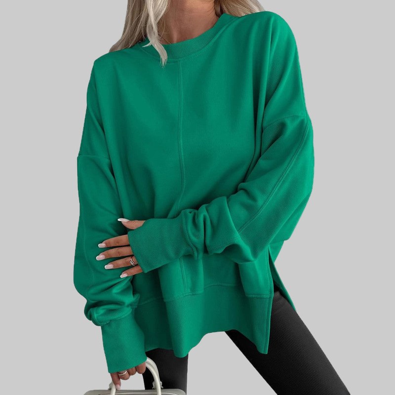 Sudadera oversize para mujer en verde – vista frontal
