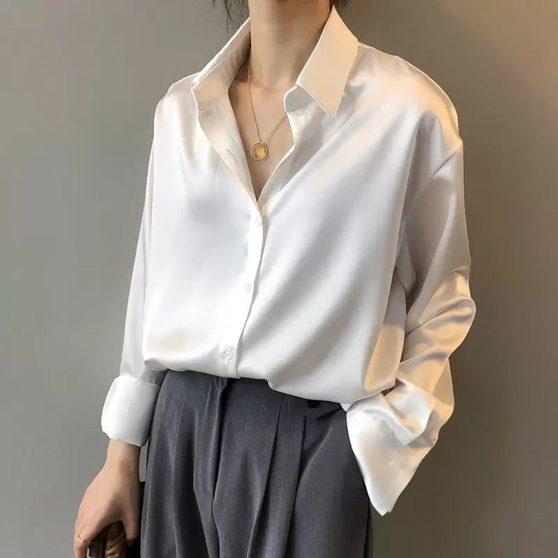 Blusa satinada para mujer