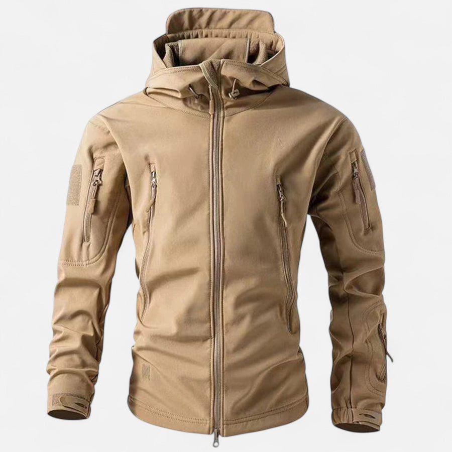 Chaqueta softshell para hombre con capucha para actividades al aire libre