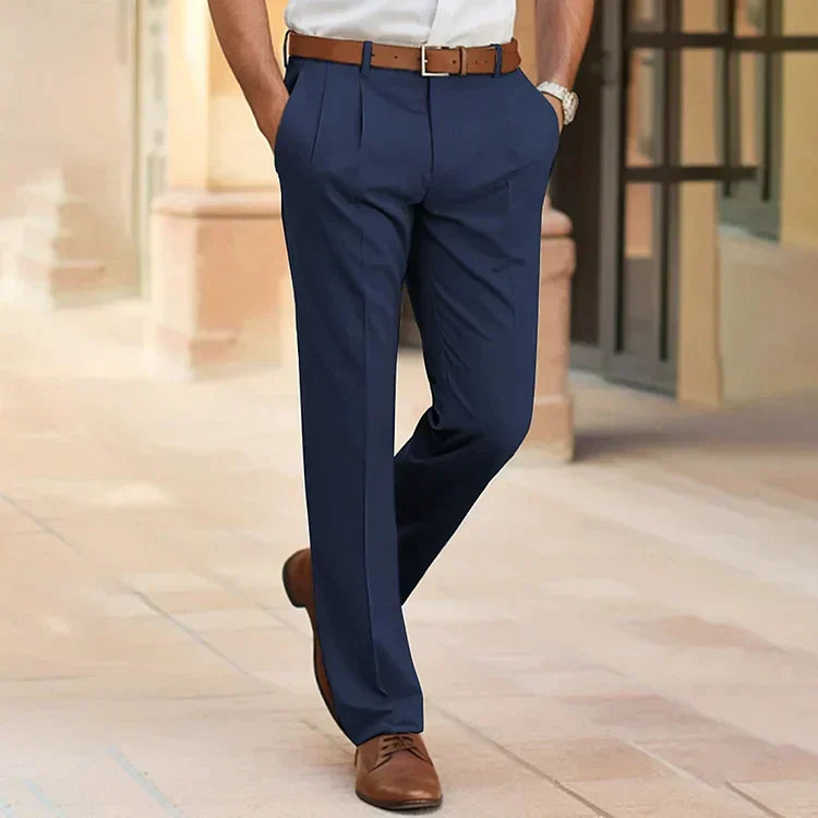 Pantalón de pinzas para hombre de pierna recta para la oficina y el día a día