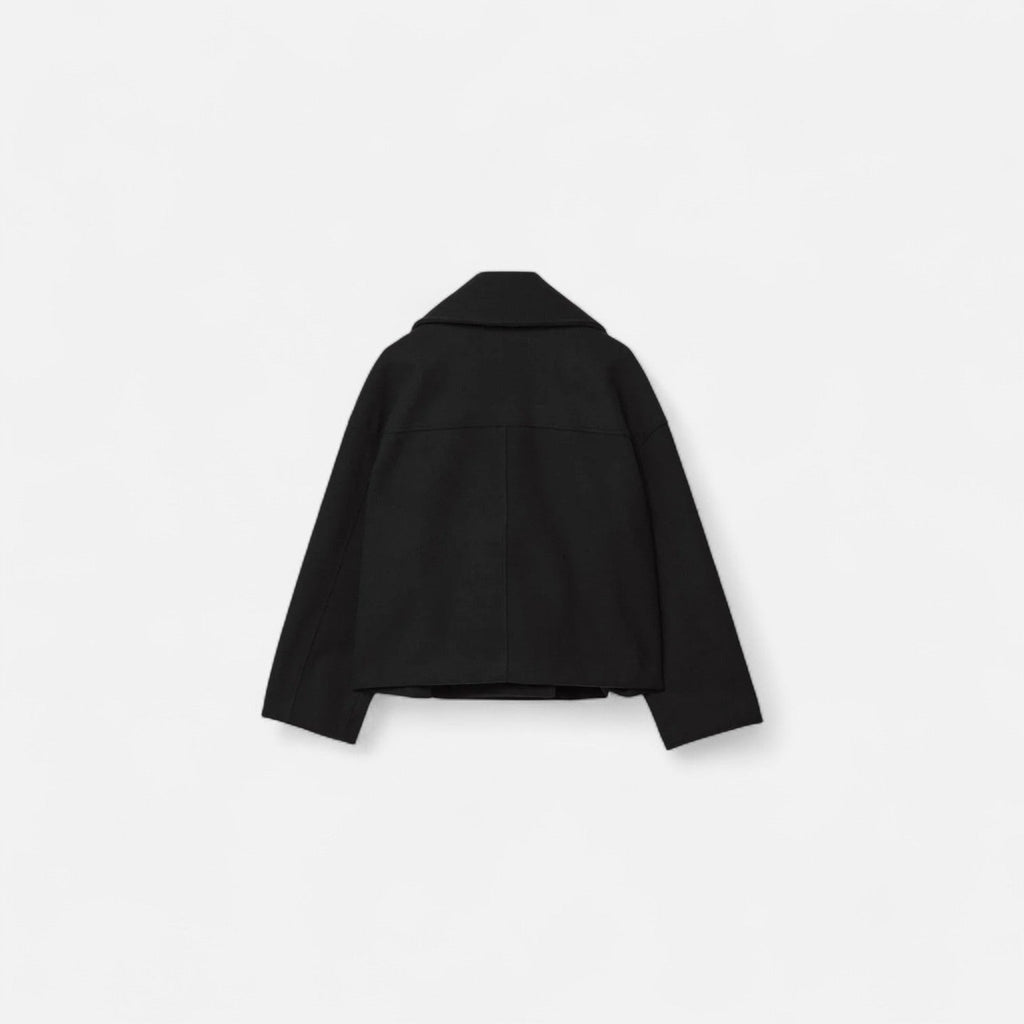 Chaqueta corta para mujer con doble botonadura en negro