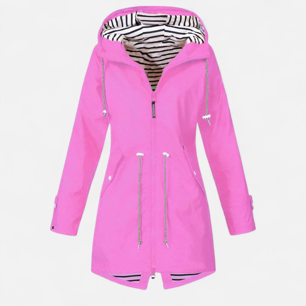 Chaqueta con capucha para mujer con cintura ajustable en rosa